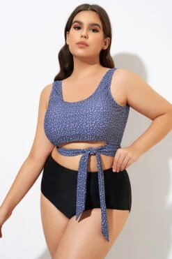 Freckle Dot Ardosia Long Line Swim Bikini Top -Maraluxe Swimwear Shop dsc00330