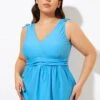 Blue Ruched Retro V Neck Tankini Top -Maraluxe Swimwear Shop dsc00369