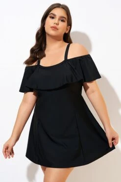 Solid Black Adjustable Straps Women Swimdress 10 Solid Black Adjustable Straps Women Swimdress -Maraluxe Swimwear Shop dsc00546