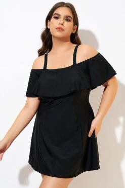 Solid Black Adjustable Straps Women Swimdress 11 Solid Black Adjustable Straps Women Swimdress -Maraluxe Swimwear Shop dsc00562