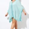 Aquamarine Bohemian Tunic Cover Up With Sleeves