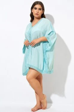 Aquamarine Bohemian Tunic Cover Up With Sleeves -Maraluxe Swimwear Shop dsc00765