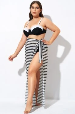 Stripe Nautical Chiffon Tie Maxi Beach Sarong -Maraluxe Swimwear Shop dsc00847