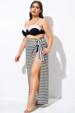 Stripe Nautical Chiffon Tie Maxi Beach Sarong -Maraluxe Swimwear Shop dsc00860