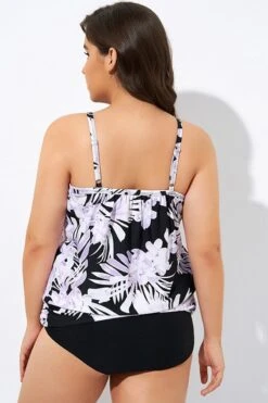 Leaf Printed Adjustable Straps Lady's Blouson Tankini Top 9 Leaf Printed Adjustable Straps Lady's Blouson Tankini Top -Maraluxe Swimwear Shop dsc06881
