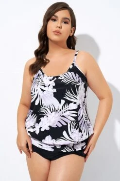 Leaf Printed Adjustable Straps Lady's Blouson Tankini Top 10 Leaf Printed Adjustable Straps Lady's Blouson Tankini Top -Maraluxe Swimwear Shop dsc06888