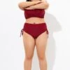 Red Drawstring Side High Waisted Bikini Bottom -Maraluxe Swimwear Shop dsc07324