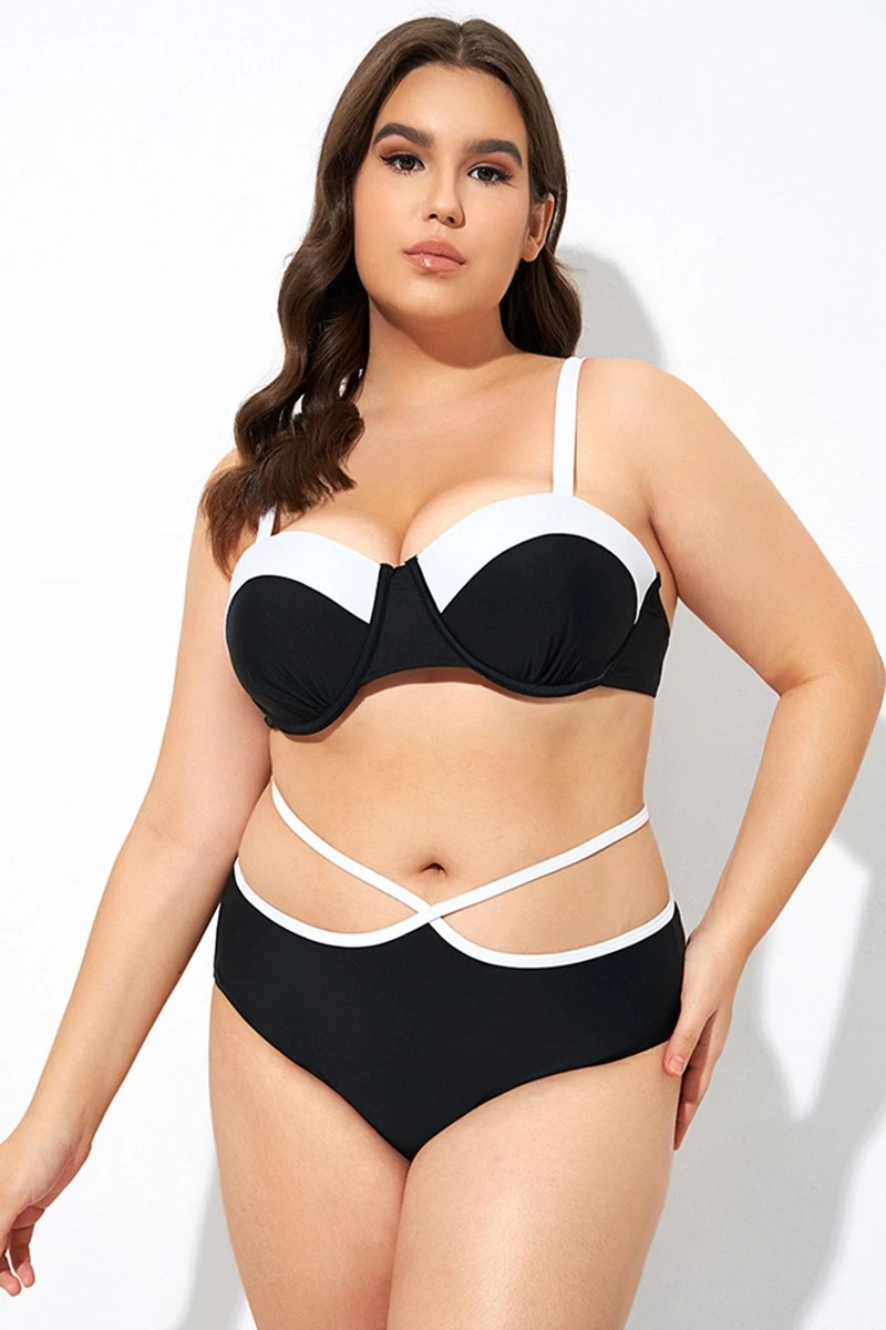 Black And White Sweetheart Neckline Underwire Bikini Top 5 Black And White Sweetheart Neckline Underwire Bikini Top - Image 3