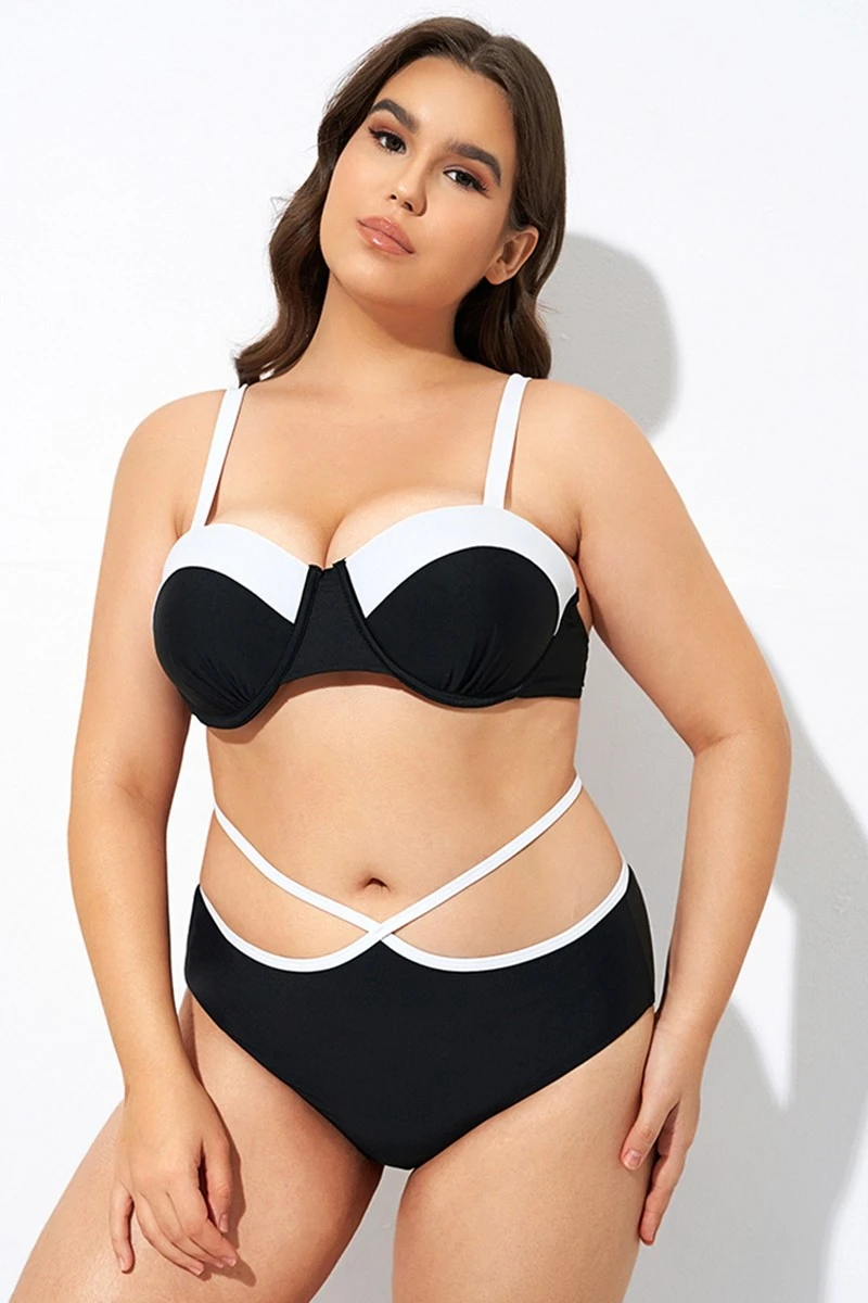 Black And White Sweetheart Neckline Underwire Bikini Top 6 Black And White Sweetheart Neckline Underwire Bikini Top - Image 4