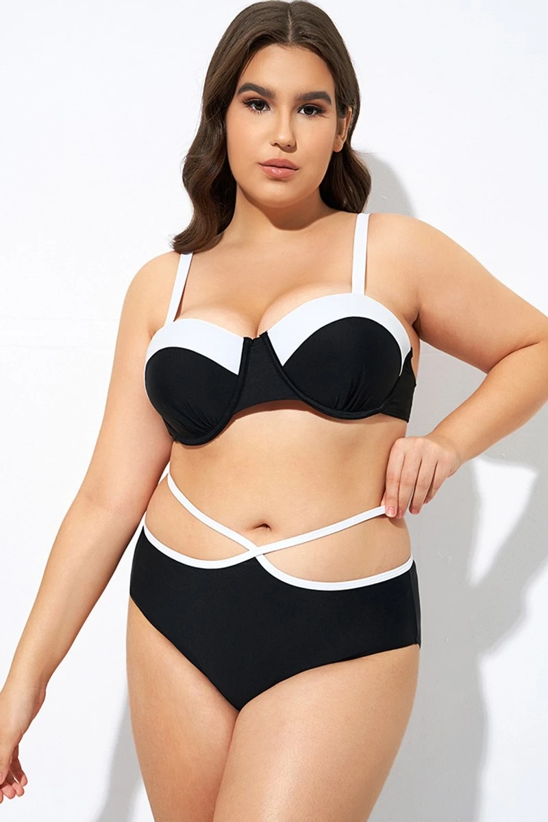 Black And White Sweetheart Neckline Underwire Bikini Top 7 Black And White Sweetheart Neckline Underwire Bikini Top - Image 5