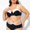 Black And White Sweetheart Neckline Underwire Bikini Top