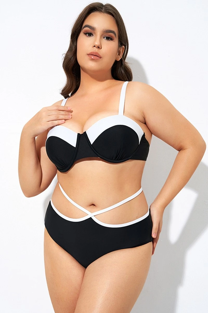 Black And White Sweetheart Neckline Underwire Bikini Top 3 Black And White Sweetheart Neckline Underwire Bikini Top