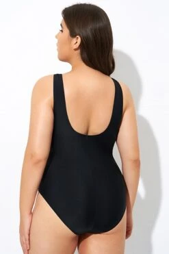 Black Flower Printed Women One Piece Swimsuit -Maraluxe Swimwear Shop dsc07705