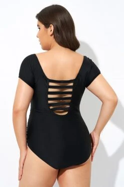 Elegant Solid Black Ladder Back One Piece Swimsuit -Maraluxe Swimwear Shop dsc07762