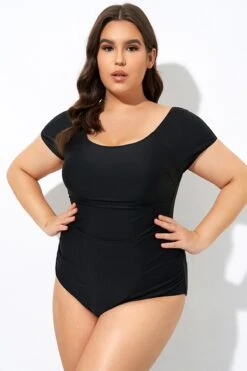 Elegant Solid Black Ladder Back One Piece Swimsuit -Maraluxe Swimwear Shop dsc07784