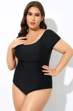 Elegant Solid Black Ladder Back One Piece Swimsuit -Maraluxe Swimwear Shop dsc07785
