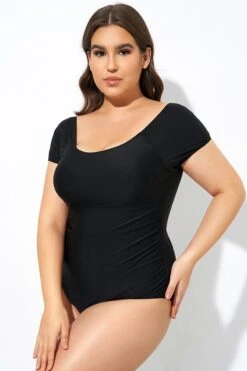 Elegant Solid Black Ladder Back One Piece Swimsuit -Maraluxe Swimwear Shop dsc07831