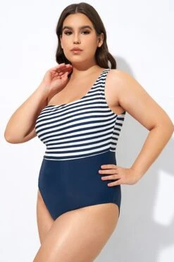 Blue And White Stripe One Shoulder One Piece Swimsuit 13 Blue And White Stripe One Shoulder One Piece Swimsuit -Maraluxe Swimwear Shop dsc08107