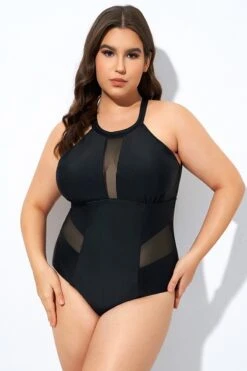 Black High Neck Plunge Mesh Cutout One Piece Swimsuit 11 Black High Neck Plunge Mesh Cutout One Piece Swimsuit -Maraluxe Swimwear Shop dsc08132