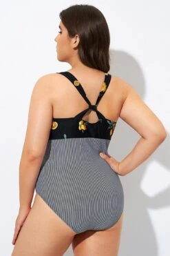 Lemon Stripes Print Front Lining One Piece Swimsuit -Maraluxe Swimwear Shop dsc08235