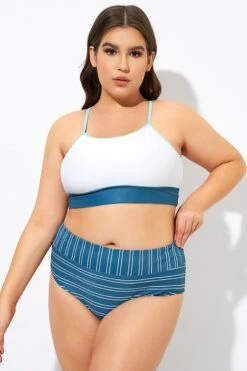 Teal Striped Women Bikini Top -Maraluxe Swimwear Shop dsc08893