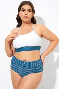 Teal Striped Women Bikini Top -Maraluxe Swimwear Shop dsc08903
