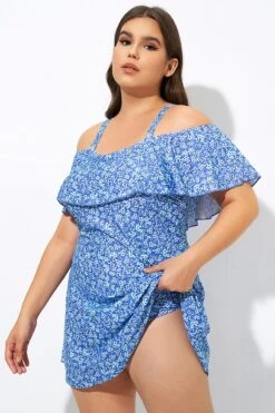 Pretty Ditsy Prints Off-the-Shoulder Swimdress -Maraluxe Swimwear Shop dsc09037 2