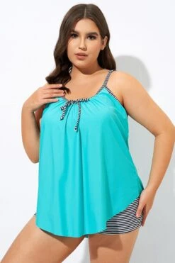 Fashionable Striped Bowknot Spaghetti Strap Tankini Top -Maraluxe Swimwear Shop dsc09067