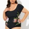 Black Mesh Flower Lady One Piece Swimsuit -Maraluxe Swimwear Shop dsc09180