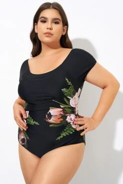 Black Mesh Flower Lady One Piece Swimsuit -Maraluxe Swimwear Shop dsc09200