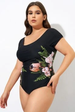 Black Mesh Flower Lady One Piece Swimsuit -Maraluxe Swimwear Shop dsc09213