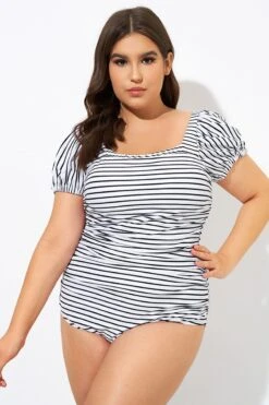 Vertical Stripes Ladder Back One Piece Swimsuit -Maraluxe Swimwear Shop dsc09229