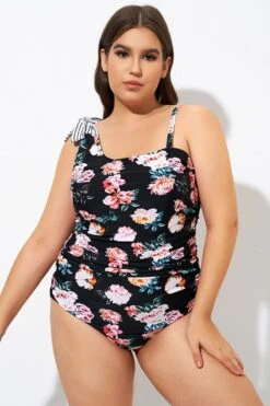 Flower One Shoulder Bow One Piece Swimsuit -Maraluxe Swimwear Shop dsc09292