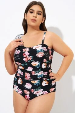 Flower One Shoulder Bow One Piece Swimsuit -Maraluxe Swimwear Shop dsc09305