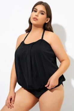 Soild Black Sexy Loose Bandeau Tankini Top -Maraluxe Swimwear Shop dsc09462