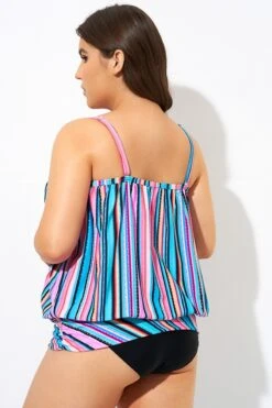Women Stripe Bandeau Blouson Tankini Top 9 Women Stripe Bandeau Blouson Tankini Top -Maraluxe Swimwear Shop dsc09535