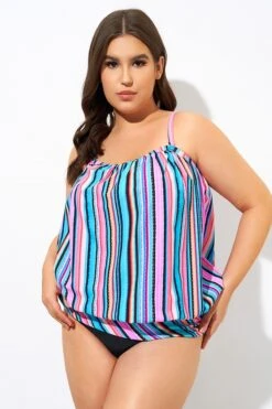 Women Stripe Bandeau Blouson Tankini Top 10 Women Stripe Bandeau Blouson Tankini Top -Maraluxe Swimwear Shop dsc09549