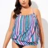 Women Stripe Bandeau Blouson Tankini Top -Maraluxe Swimwear Shop dsc09554