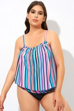 Women Stripe Bandeau Blouson Tankini Top 12 Women Stripe Bandeau Blouson Tankini Top -Maraluxe Swimwear Shop dsc09562