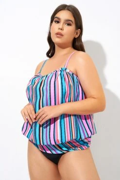 Women Stripe Bandeau Blouson Tankini Top 13 Women Stripe Bandeau Blouson Tankini Top -Maraluxe Swimwear Shop dsc09579