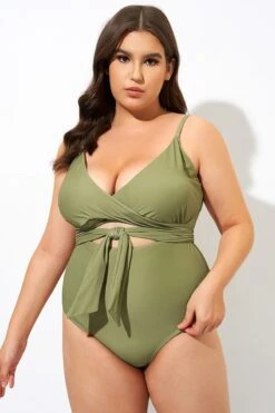 Green Cut Out Wrap One Piece Swimsuit -Maraluxe Swimwear Shop dsc09813