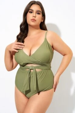 Green Cut Out Wrap One Piece Swimsuit -Maraluxe Swimwear Shop dsc09824
