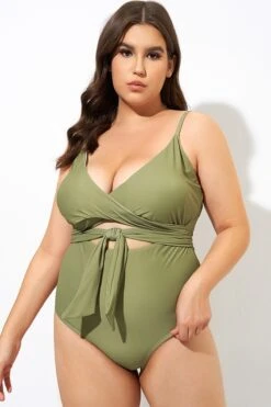 Green Cut Out Wrap One Piece Swimsuit -Maraluxe Swimwear Shop dsc09836