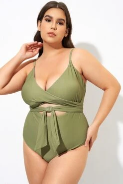 Green Cut Out Wrap One Piece Swimsuit -Maraluxe Swimwear Shop dsc09851
